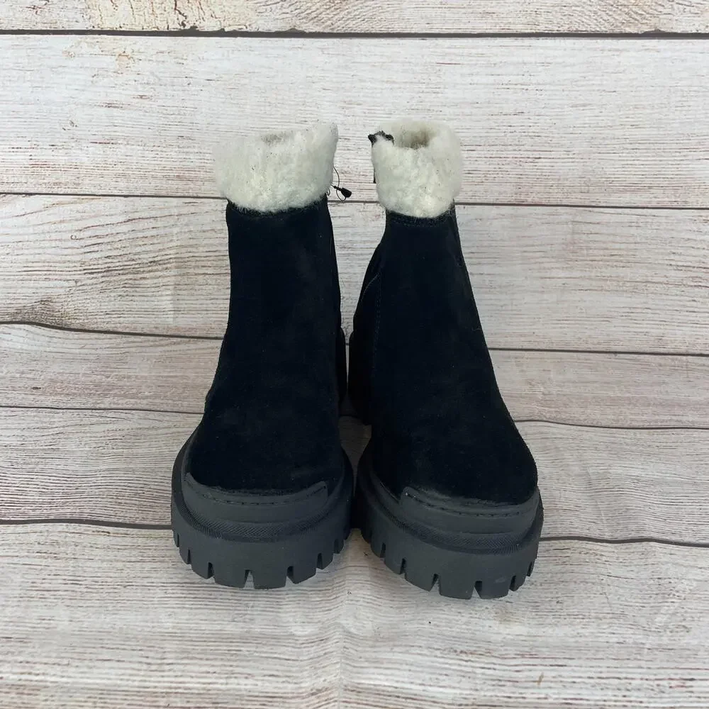 Miz Mooz Hessy Womens Sz EU 39 US 6.5-7 Ankle Boots Black Suede Wool Lining